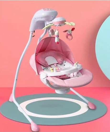 נדנדה חשמלית מפוארת דגם BOOMY כולל כילה נגד יתושים צבע ורוד