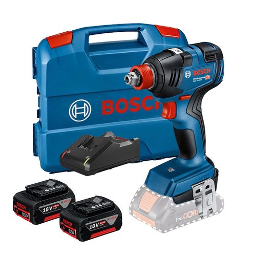 מברגת אימפקט דגם GDX 18V-200  שתי סוללות 4A +  מטען במזוודה 