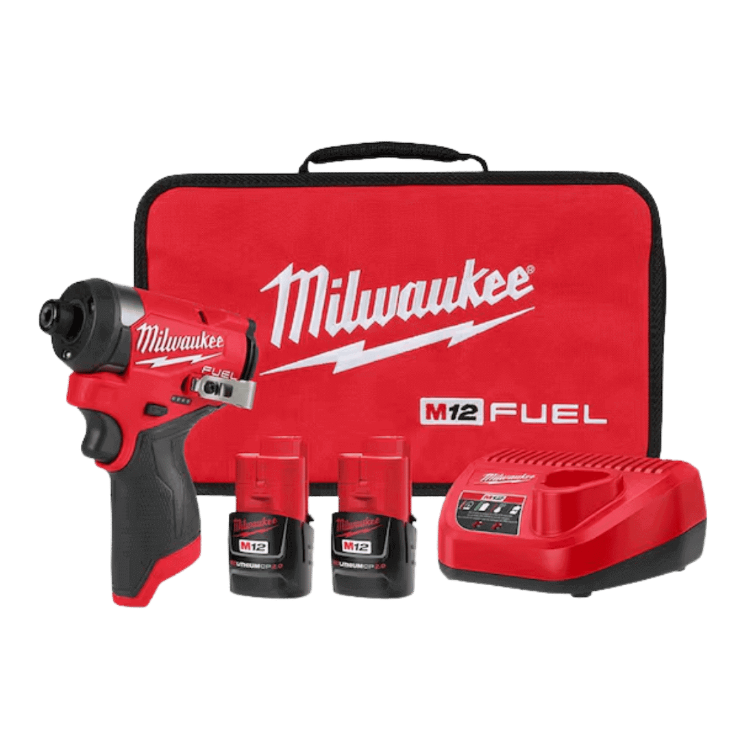 סט אימפקט מילווקי 12V עם 4 מצבי עבודה Milwaukee 3453-22 M12 Fuel + זוג סוללות 2AH + מטען מהיר + תיק