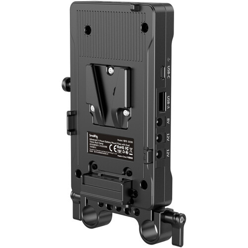 SmallRig 3203B V-Mount Battery Adapter Plate with Dual 15mm Rod Clamp
