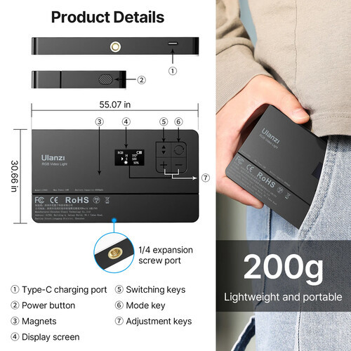 תאורת ulanzi 7 inch pocket led LT-002