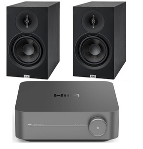 מגבר סטריאו משולב נגן רשת WIIM AMP + זוג רמקולים מדפיים מבית ELAC דגם DB53