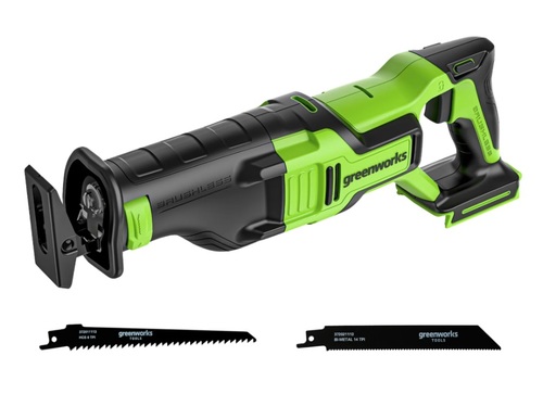 מסור חרב נטען GREENWORKS 24V Brushless דגם 99579-2 עם ידית צד וציפוי גומי ארגונומי