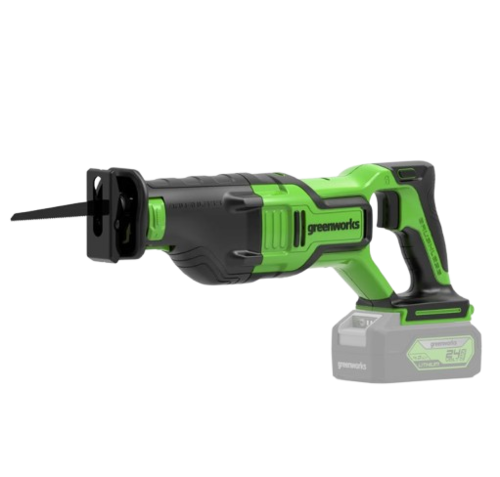 מסור חרב נטען GREENWORKS 24V Brushless דגם 99579-2 עם ידית צד וציפוי גומי ארגונומי