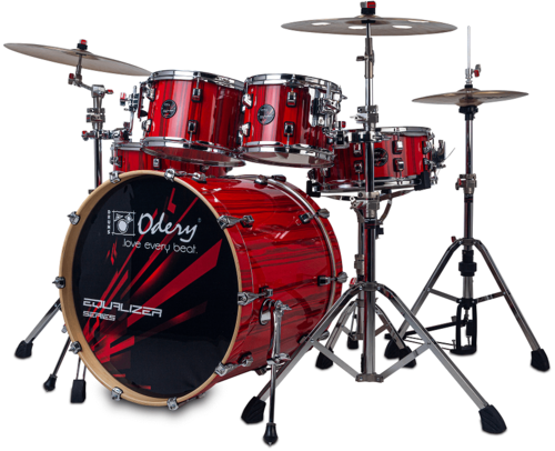 מערכת תופים 5 חלקים 22 אינץ' EQ-220L מסדרת EQUALIZER בצבע Pure Red Trees מבית Odery-(Brazil)