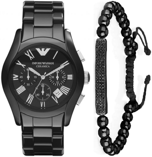 שעון קרמיקה EMPORIO ARMANI AR1400 סט צמיד גברים