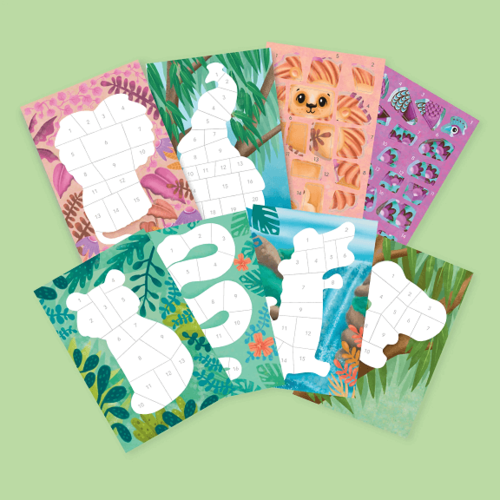 הדבקה לפי מספרים - חיות