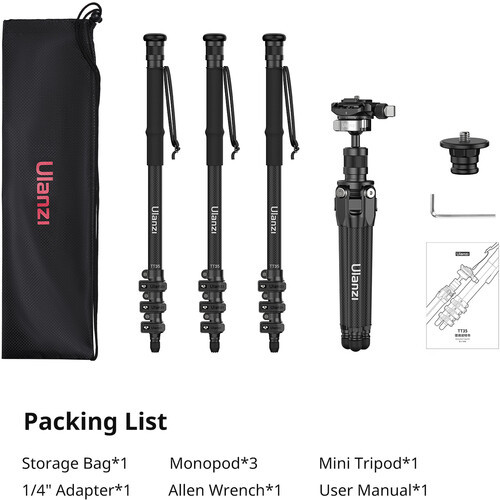 חצובת מצלמה ulanzi tt35 hiking stick tripod kit 