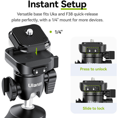 חצובה שולחנית בפתיחה מהירה ulanzi tt38 