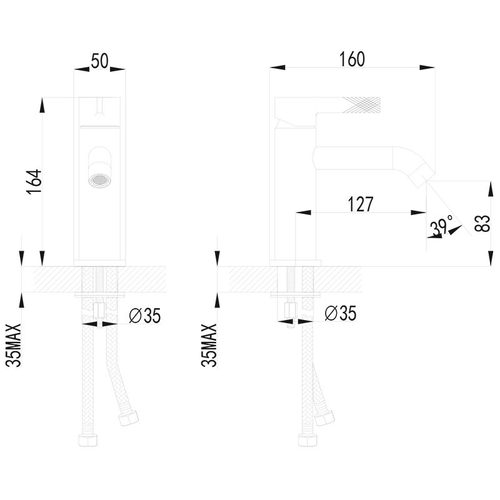 ברז לכיור רחצה פייה קצרה צבע כרום 53802 סדרת אודם מדגל
