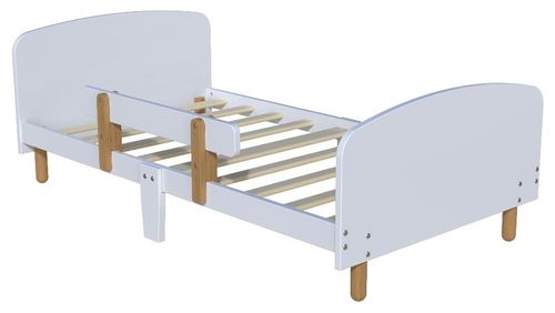 מיטת מעבר מעוצבת Bela עם 6 רגליים ומעקה נייד ניתן להסרה - לבן