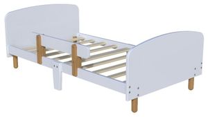 מיטת מעבר מעוצבת Bela עם 6 רגליים ומעקה נייד ניתן להסרה - לבן