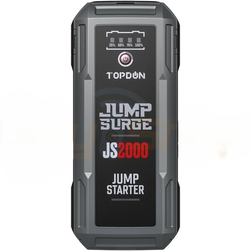 TOPDON - JumpSurge 2000 - בוסטר התנעה ומטען ליטיום נייד - פונקציית הנעה מהירה - עם פנס - 12V