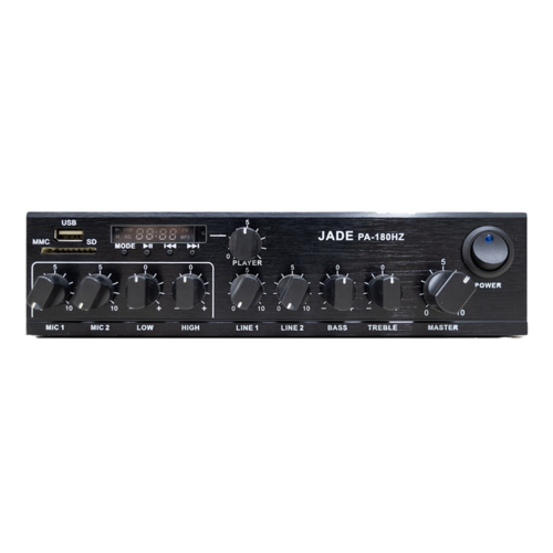 מגבר JADE  קומפקטי 2, 60W 100 V כניסת מיק ו LINE,כולל נגן USB/SD PA-180HZ