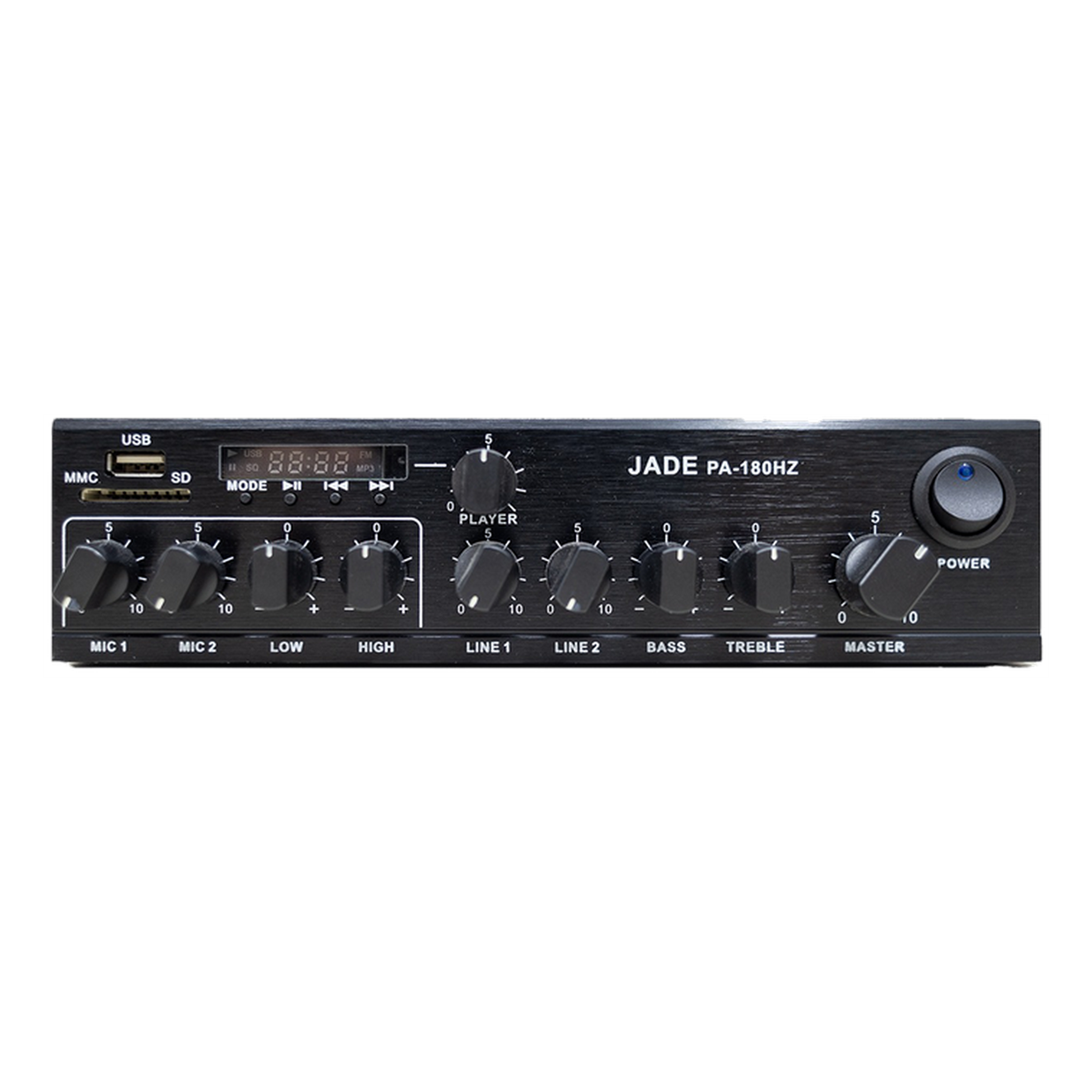 מגבר JADE  קומפקטי 2, 60W 100 V כניסת מיק ו LINE,כולל נגן USB/SD PA-180HZ