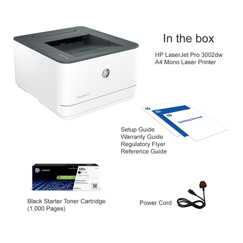 מדפסת לייזר שחור לבן HP LaserJet Pro 3002dw