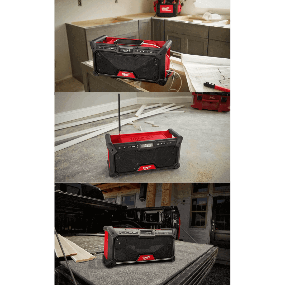 רמקול Bluetooth נטען 18V Milwaukee M18 דגם 2952-20 עם USB-C ואקולייזר - גוף בלבד
