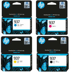 סט 4 ראשי דיו מקוריים 937 HP	 