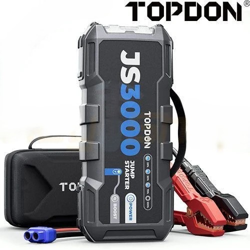 TOPDON - JumpSurge 3000 - בוסטר התנעה ומטען ליטיום נייד - פונקציית הנעה מהירה - עם פנס - 12V