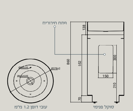 כיור מונח ריצפתי נירוסטה עם גרפיט מק״ט: MP-SS-S-3886-MIX-RG