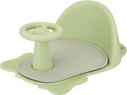 מושב אמבטיה מייצב לפעוטות עם הגה והדבקה לתחתחת האמבט - ירקרק