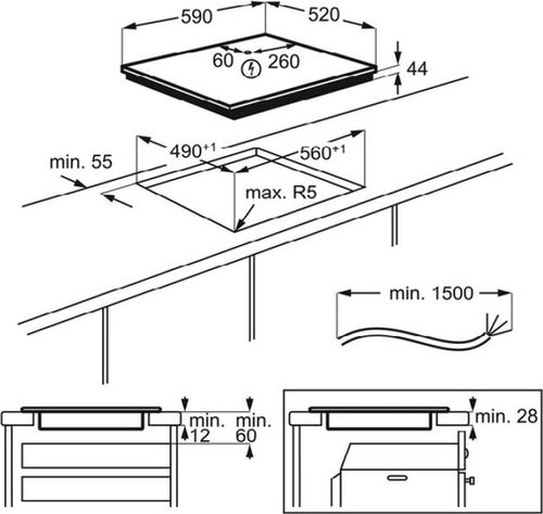 כיריים אינדוקציה אלקטרולוקס דגם EIV644 צבע שחור ELECTROLUX תלת פזי