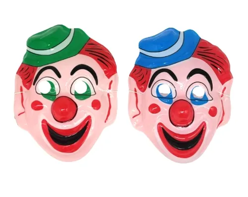 מסכת ליצן מפלסטיק דק במגוון צבעים
