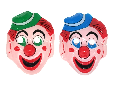 מסכת ליצן מפלסטיק דק במגוון צבעים