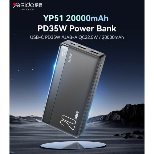 מטען נייד YP51 תומך טעינה מהירה 20000mAh 35W