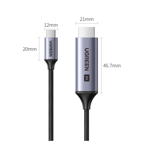 כבל TYPE C TO HDMI 2.1 8K 60Hz 1.5M שחור