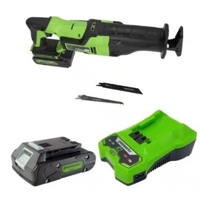 מסור חרב נטען GREENWORKS 24V דגם 99725 עם מנוע Brushless, מהירות עד 2,700 סל