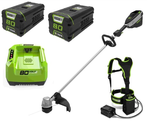 חרמש נטען GREENWORKS 80V PRO דגם 99762 עם מנוע Brushless תחתון, רוחב חיתוך 