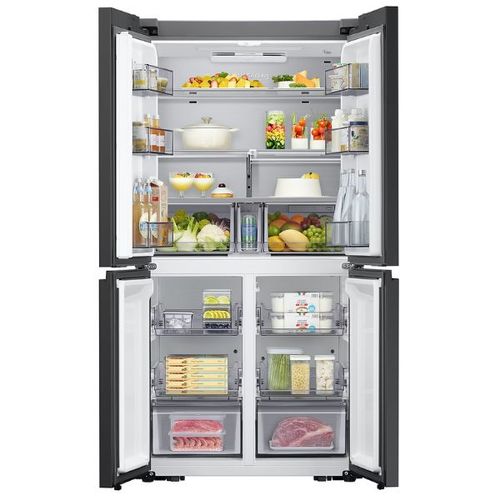 מקרר 4 דלתות 619 ליטר Samsung BESPOKE RF70DB9125WH זכוכית לבנה