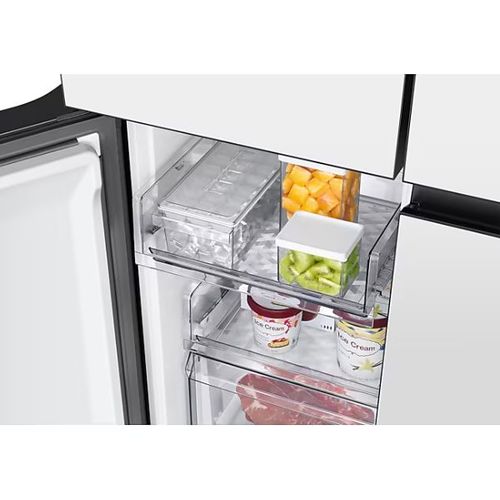 מקרר 4 דלתות 619 ליטר Samsung BESPOKE RF70DB9125WH זכוכית לבנה