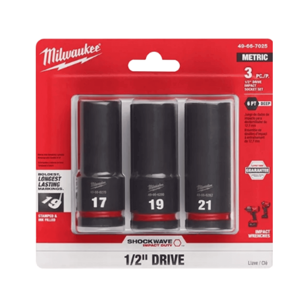 סט של 3 בוקסות עמוקות דגם: 49-66-7025 SHOCKWAVE Impact Duty™ 1/2" מילווקי Milwaukee