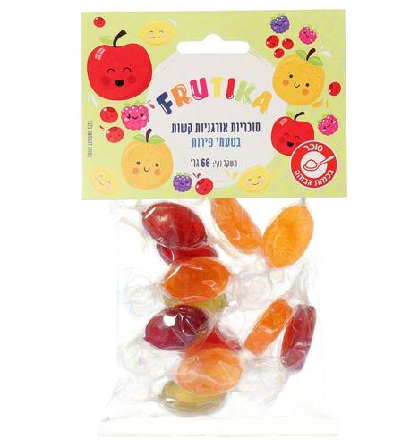סוכריות אורגניות קשות בטעמי פירות - FRUTIKA 60 גרם