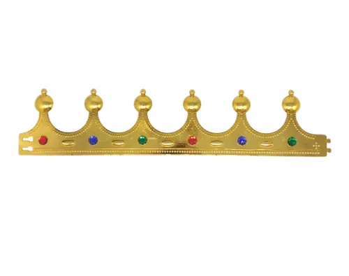 כתר מלך מפלסטיק עם אבני חן - זהב