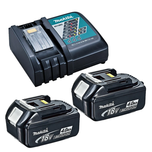 סט 2 סוללות 18V 4Ah דגם BL1840 ומטען מהיר DC18RC מבית Makita מקיטה