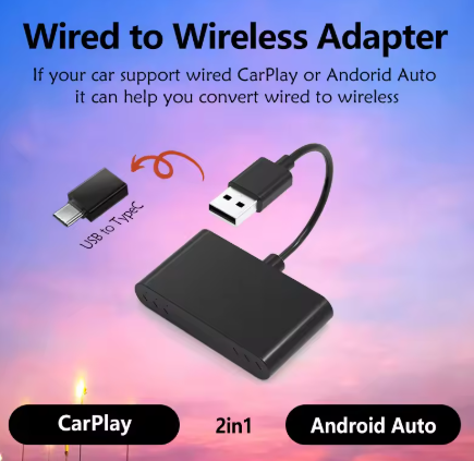 מתאם / ממיר מתאם לרכב CarPlay ו-Android Auto מחוטי לאלחוטי