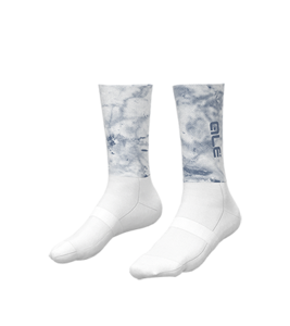 גרבי רכיבה  ALE TYPHOON AERO SOCKS פוליאמיד בשילוב לייקרה לבן-כחול אירודינמיים מיועדים לתחרויות נג"ש