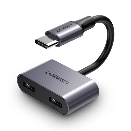 מתאם אוזניות וטעינה 2 ב-1 USB-C