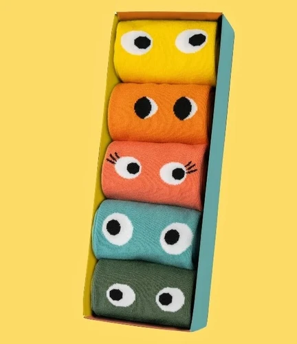 מארז חמישיית זוגות גרביים צבעוניים עיניים מופתעות Eyes
