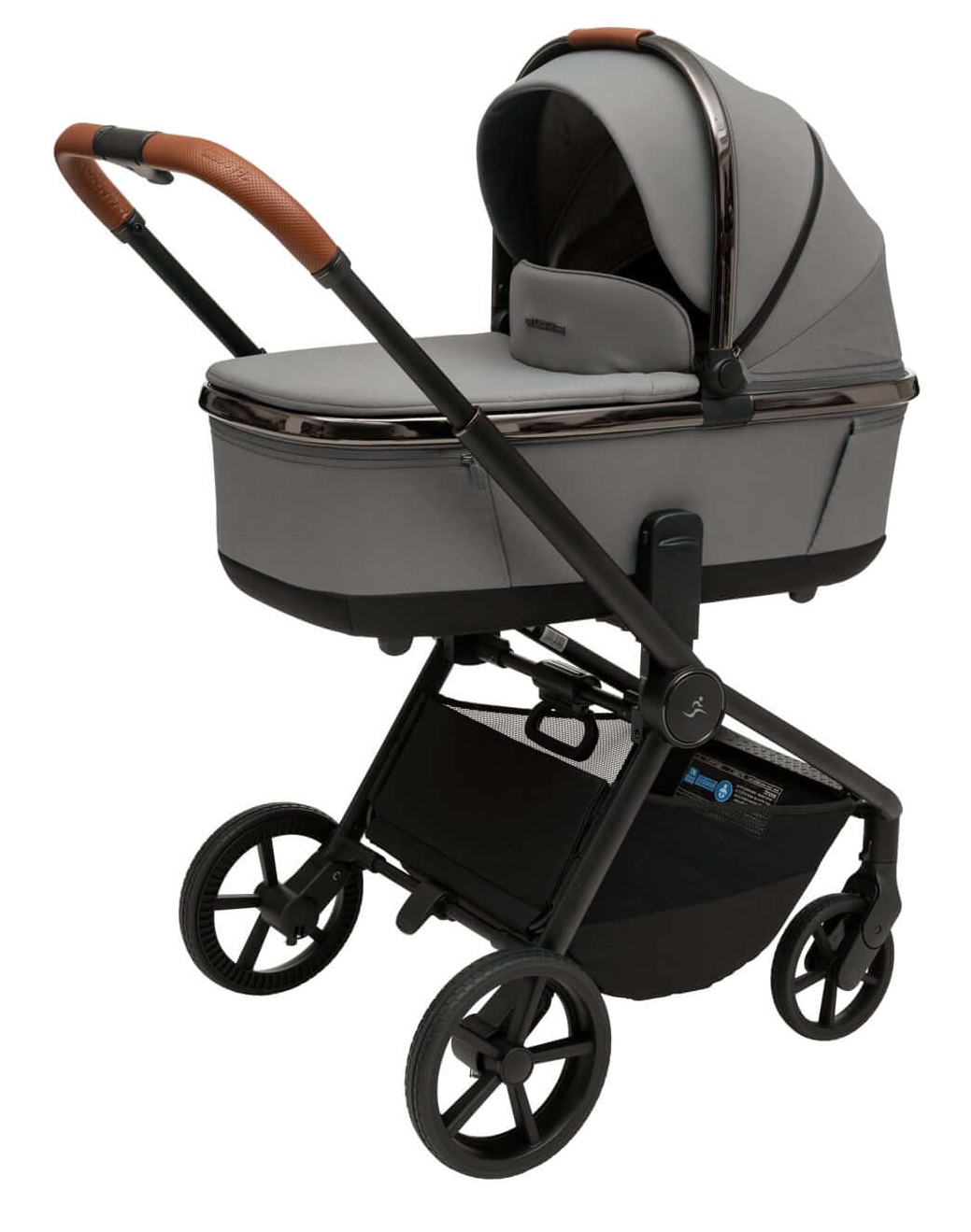 עגלת תינוק משולבת סיילו פלטיניום 2025 CIELO Platinum - שלדת כרום מושחר- ריפוד אפור ידית חומה ספורטליין