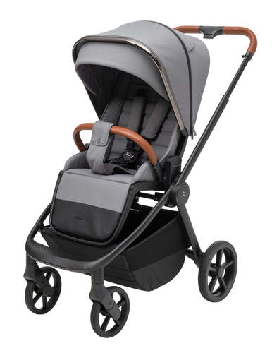 עגלת תינוק משולבת סיילו פלטיניום 2025 CIELO Platinum - שלדת כרום מושחר- ריפוד אפור ידית חומה ספורטליין
