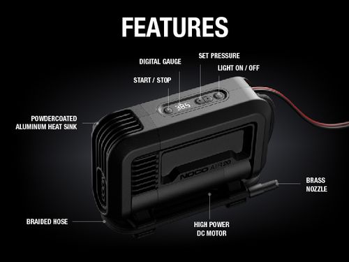 מדחס אויר 12V דיגיטלי עד 100PSI, חיבור מצבר נוקו NOCO AIR 20 מק”ט: 2080184