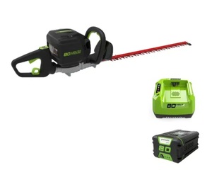 גוזם גדר חיה 80V PRO + סוללה 2 אמפר ומטען מהיר GREENWORKS 99768