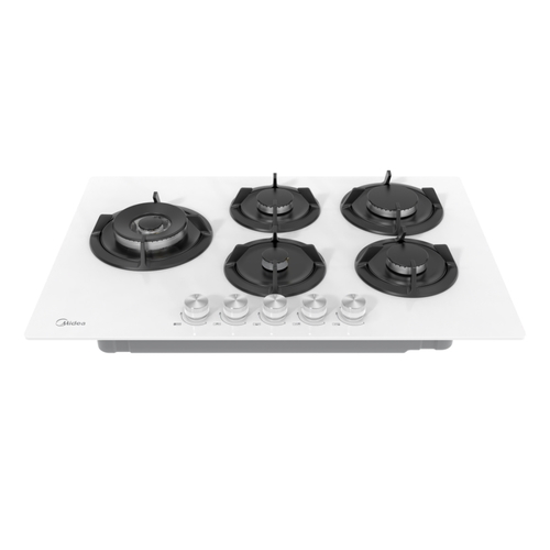 כיריים גז זכוכית - 5 להבות Midea דגם Defendi 75GP503-W זכוכית לבנה
