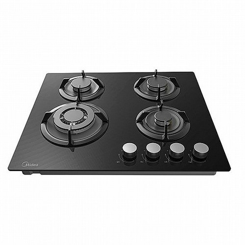 כיריים גז 4 להבות מיאדה MIDEA בגימור זכוכית שחורה דגם 60GH503B