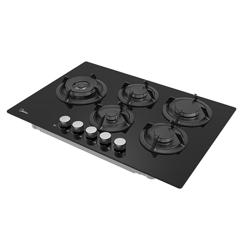 כיריים גז 5 להבות מידאה MIDEA בגימור זכוכית שחורה דגם 75GH503