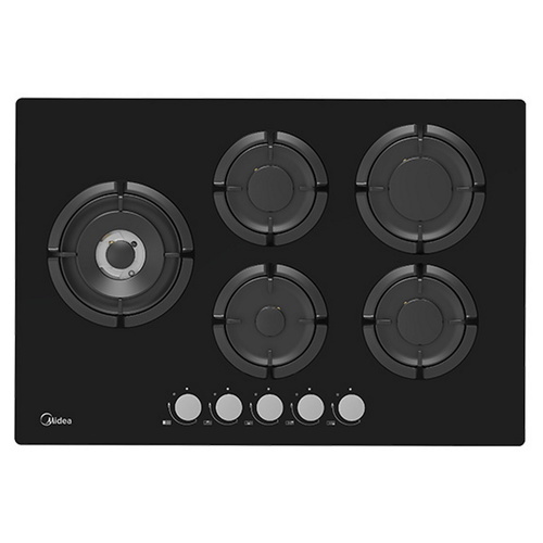 כיריים גז זכוכית - 5 להבות Midea דגם Defendi 75GP503-B זכוכית שחורה